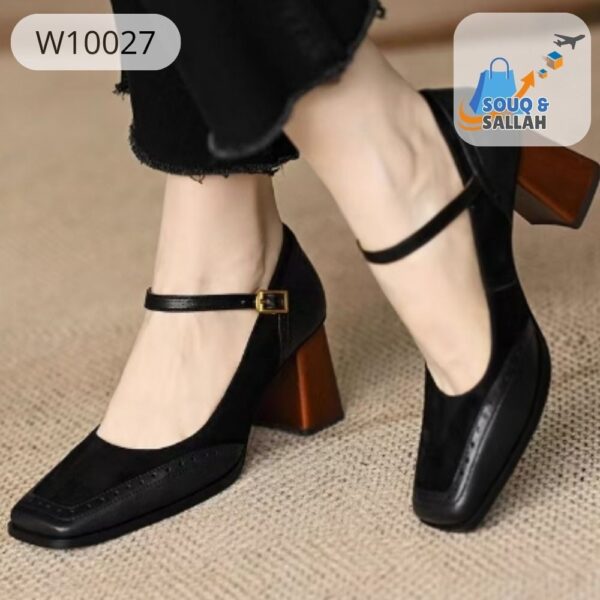 كعب عالي نسائي ماري جين (Mary Jane Block Heel)