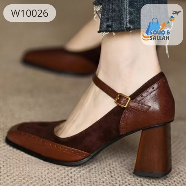 كعب عالي نسائي ماري جين (Mary Jane Block Heel)
