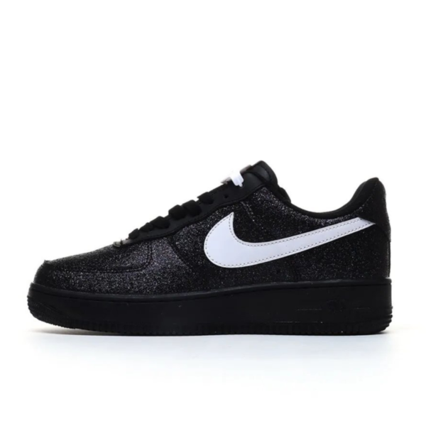 Nike Air Force 1 Low Black Glitter / Sparkle White Swoosh