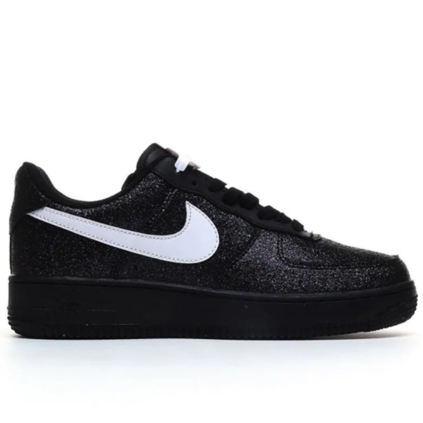 Nike Air Force 1 Low Black Glitter / Sparkle White Swoosh